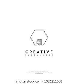 abstract geometric elegant hexagon CH logo letters design concept in shadow shape