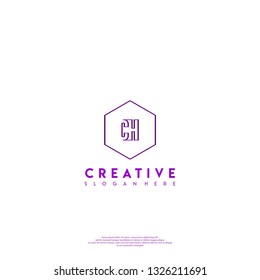 abstract geometric elegant hexagon CH logo letters design concept in shadow shape