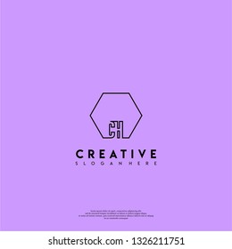 abstract geometric elegant hexagon CH logo letters design concept in shadow shape