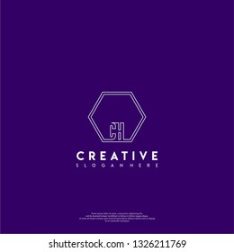 abstract geometric elegant hexagon CH logo letters design concept in shadow shape