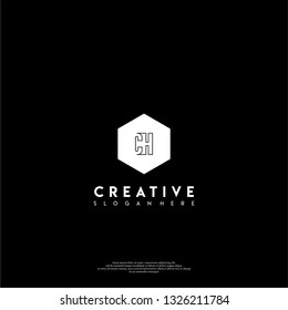 abstract geometric elegant hexagon CH logo letters design concept in shadow shape