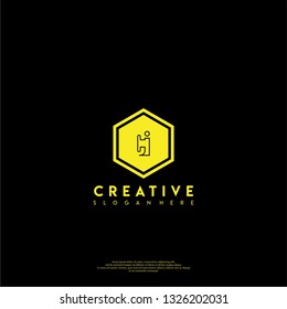 abstract geometric elegant hexagon CI logo letters design concept in shadow shape