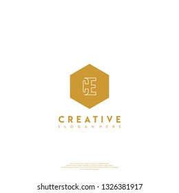 abstract geometric elegant hexagonal CE logo letters design concept in shadow shape