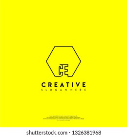 abstract geometric elegant hexagonal CE logo letters design concept in shadow shape