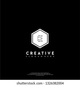abstract geometric elegant hexagonal CE logo letters design concept in shadow shape