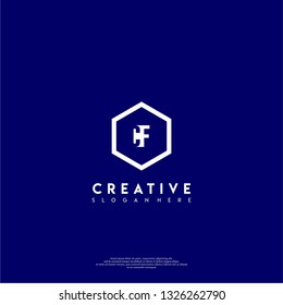 abstract geometric elegant hexagonal CF logo letters design concept in shadow shape