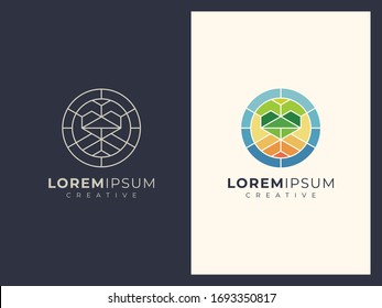 abstraktes, geometrisches, elegantes Logo 2 Versionen