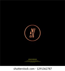 abstract geometric elegant orang circle AY logo letters design concept