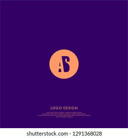 abstract geometric elegant orange circle AS logo letters design concept