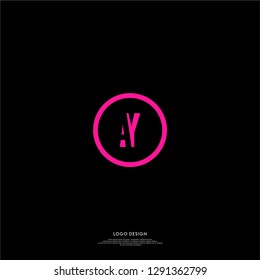 abstract geometric elegant pink circle AY logo letters design concept
