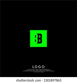 abstract geometric elegant rectangular green square BB logo letters design concept