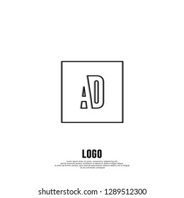 abstract geometric elegant rectangular square lines AO logo letters design concept