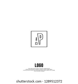 abstract geometric elegant rectangular square AP logo letters design concept