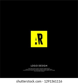 abstract geometric elegant rectangular square AR logo letters design concept