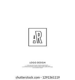 abstract geometric elegant rectangular square AR logo letters design concept