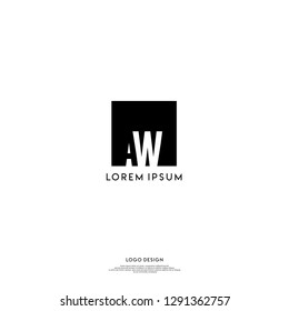 abstract geometric elegant rectangular square AW logo letters design concept