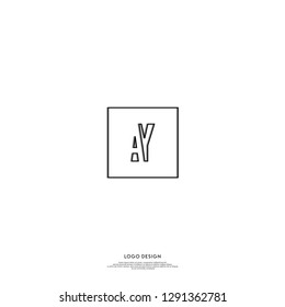 abstract geometric elegant rectangular square AY logo letters design concept