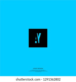 abstract geometric elegant rectangular square AY logo letters design concept
