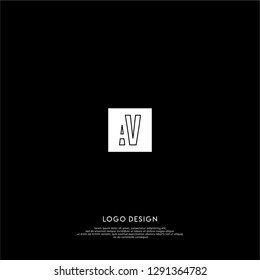 abstract geometric elegant rectangular square AV logo letters design concept
