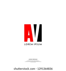 abstract geometric elegant rectangular square AV logo letters design concept