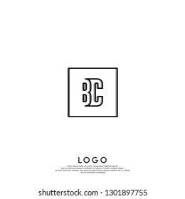 abstract geometric elegant rectangular square BC logo letters design concept