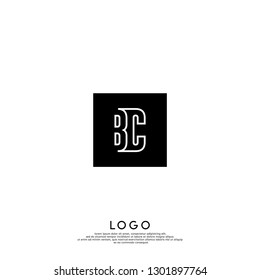 abstract geometric elegant rectangular square BC logo letters design concept