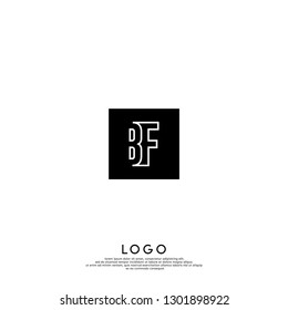 abstract geometric elegant rectangular square BF logo letters design concept in shadow shape
