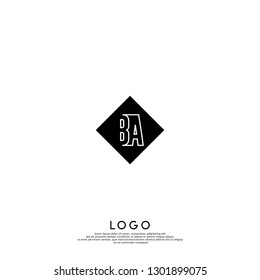 abstract geometric elegant rectangular square BA logo letters in the shadow design concept