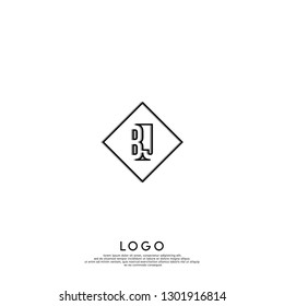 abstract geometric elegant rectangular square BJ logo letters design concept in shadow shape