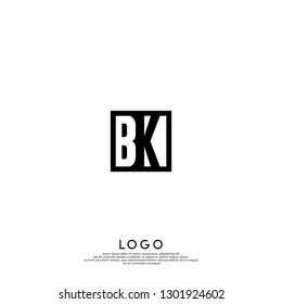 abstract geometric elegant rectangular square BK logo letters design concept in shadow shape