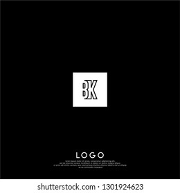 abstract geometric elegant rectangular square BK logo letters design concept in shadow shape