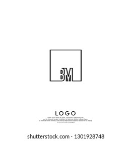 abstract geometric elegant rectangular square BM logo letters design concept in shadow shape