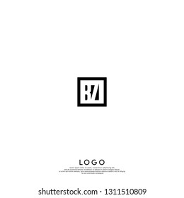 abstract geometric elegant rectangular square BZ logo letters design concept in shadow shape