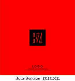 abstract geometric elegant rectangular square BZ logo letters design concept in shadow shape