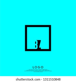 abstract geometric elegant rectangular square BZ logo letters design concept in shadow shape