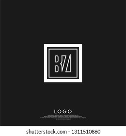 abstract geometric elegant rectangular square BZ logo letters design concept in shadow shape