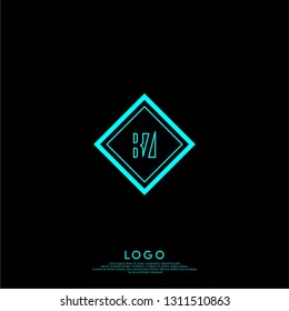abstract geometric elegant rectangular square BZ logo letters design concept in shadow shape
