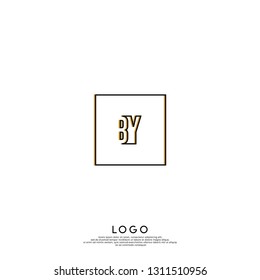 abstract geometric elegant rectangular square BY logo letters design concept in shadow shape