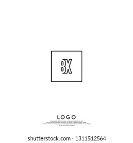 abstract geometric elegant rectangular square BX logo letters design concept in shadow shape