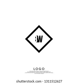 abstract geometric elegant rectangular square BW logo letters design concept in shadow shape