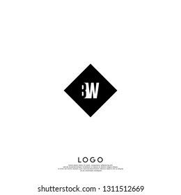 abstract geometric elegant rectangular square BW logo letters design concept in shadow shape