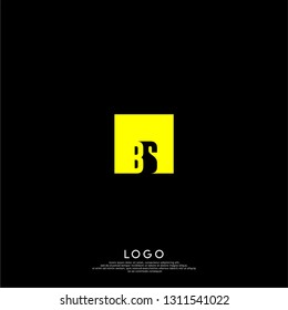abstract geometric elegant rectangular square BS logo letters design concept in shadow shape