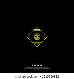 abstract geometric elegant rectangular square CC logo letters design concept in shadow shape