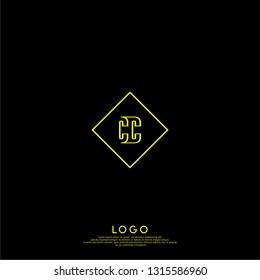 abstract geometric elegant rectangular square CC logo letters design concept in shadow shape