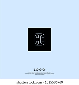 abstract geometric elegant rectangular square CC logo letters design concept in shadow shape