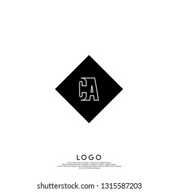 abstract geometric elegant rectangular square CA logo letters design concept in shadow shape