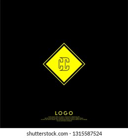 abstract geometric elegant rectangular square CC logo letters design concept in shadow shape