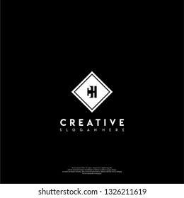 abstract geometric elegant rectangular square CH logo letters design concept in shadow shape