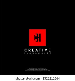 abstract geometric elegant rectangular square CH logo letters design concept in shadow shape