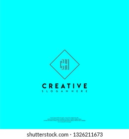 abstract geometric elegant rectangular square CH logo letters design concept in shadow shape